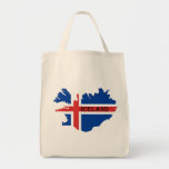 Souvenir shopping bag with map and flag of iceland