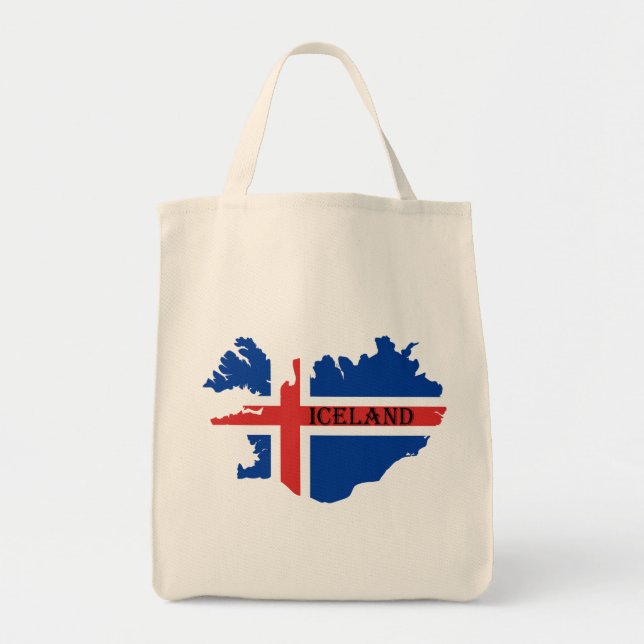 Souvenir shopping bag with map and flag of iceland (Front)