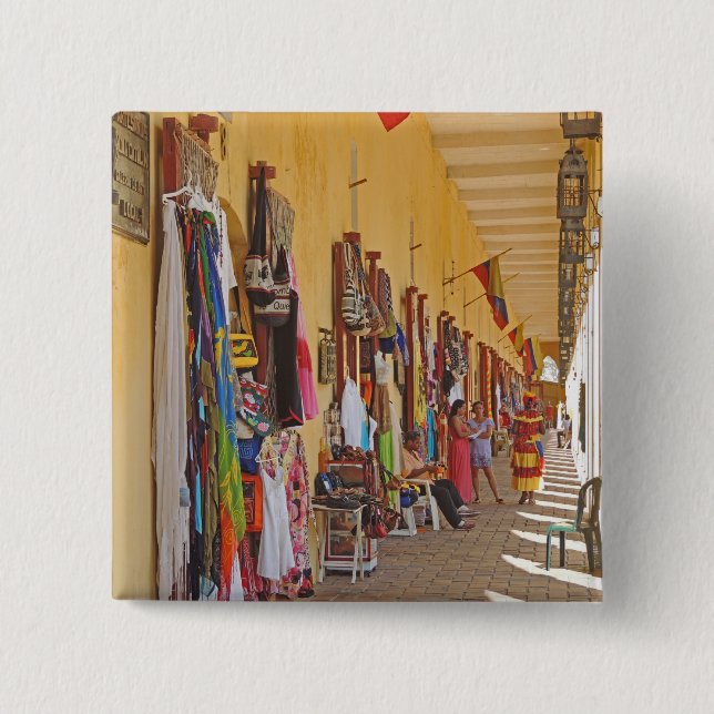 Souvenir Shops in Cartagena Colombia Button (Front)