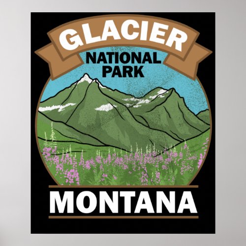Souvenir Vintage Montana Glacier national Park Poster