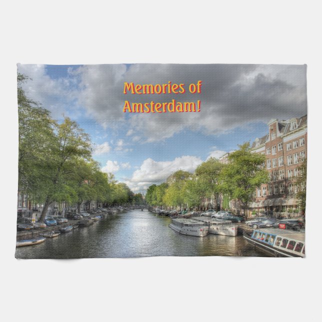 Souvenirs of Amsterdam, Singel Canal View Towel (Horizontal)