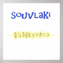 souvlaki greek food painting art