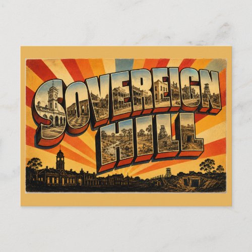 Sovereign Hill VIC Vintage Travel Art Postcard