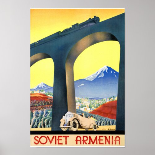 Soviet Armenia Vintage Travel Poster Restored