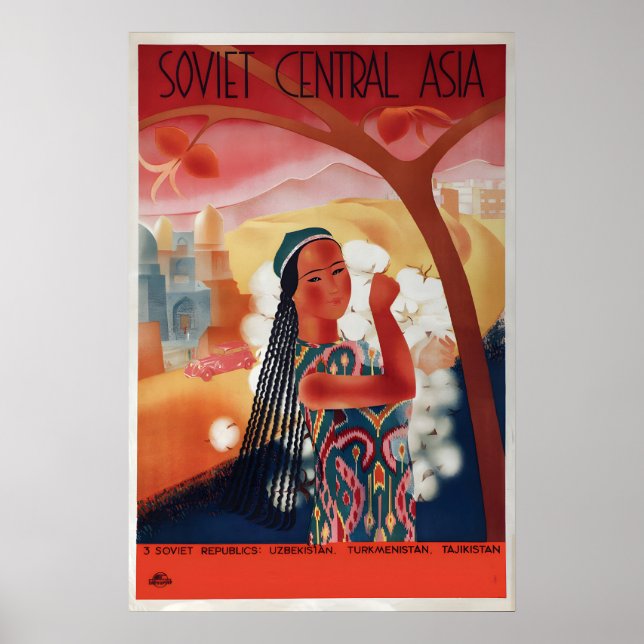 Soviet Central Asia Intourist Travel Poster – (Front)