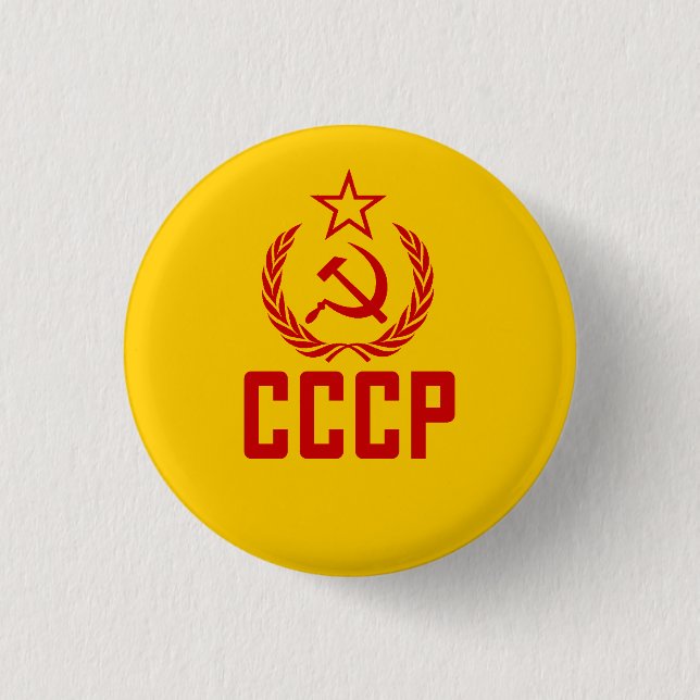 Soviet Crest And Sickle CCCP Pinback Button (Front)