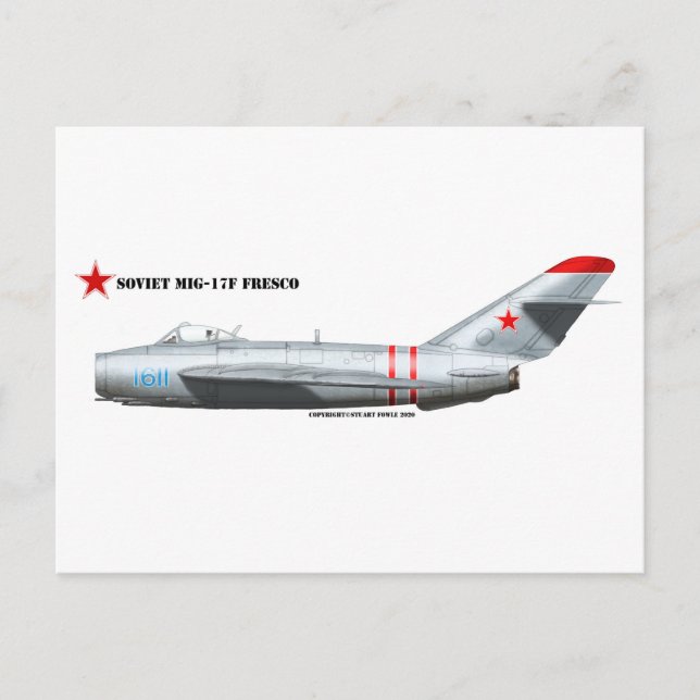 Soviet MiG-17F Fresco jet fighter Postcard (Front)