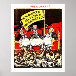 Soviet propaganda against capitalism, vintage poster