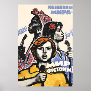 Soviet Propaganda Poster Against racial and gender