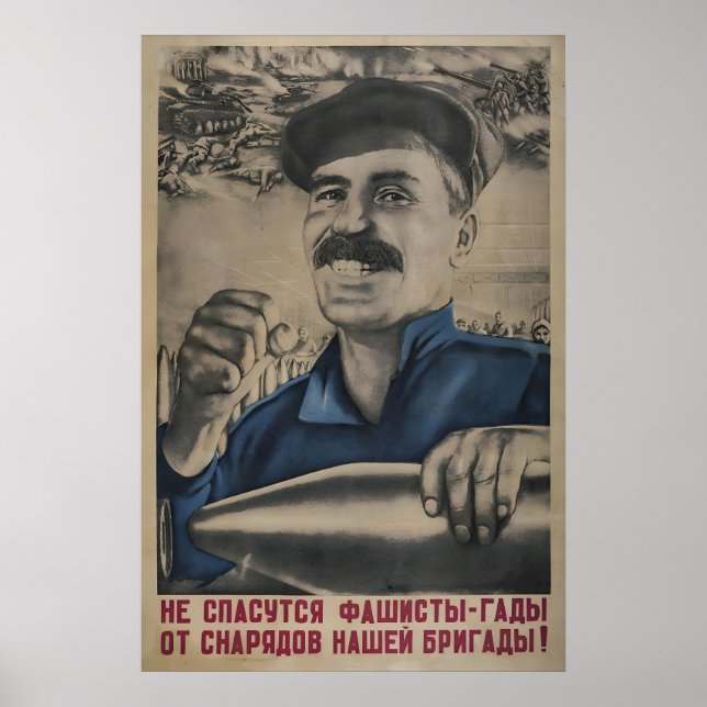 Soviet Propaganda Poster The fascist villains will (Front)