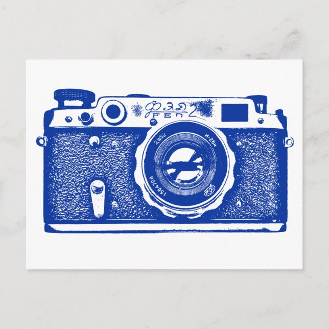 Soviet Russian Camera - Navy Blue Postcard (Front)