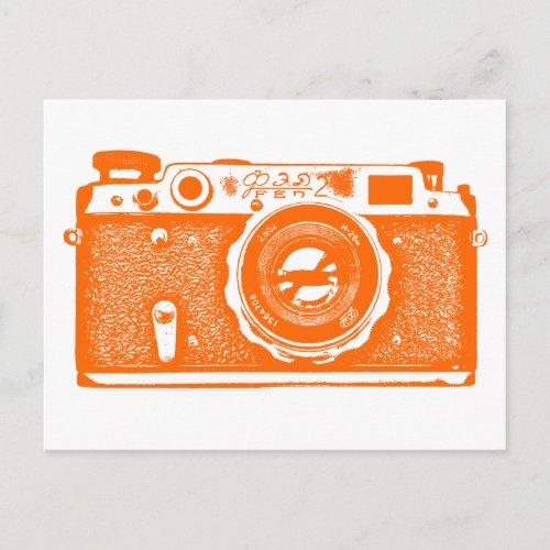 Soviet Russian Camera _ Orange Postcard