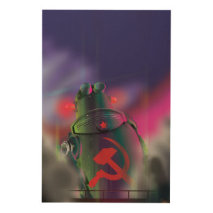Soviet Science Fiction Robot Print. Wood Wall Decor