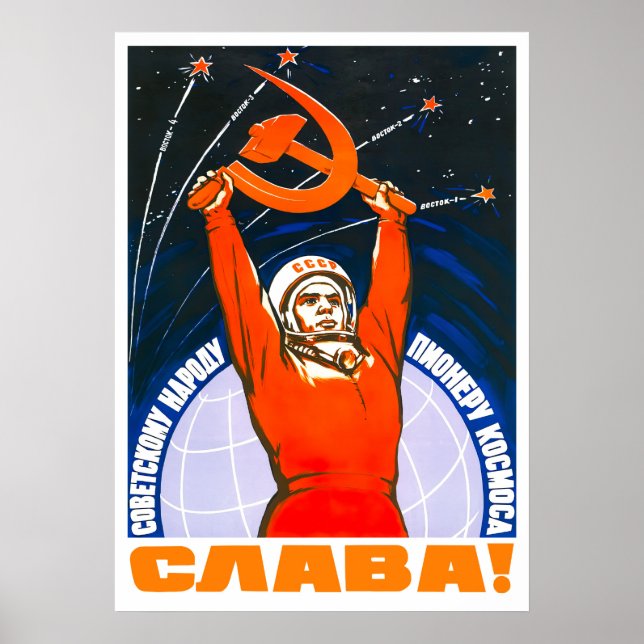 Soviet space poster propaganda (Front)