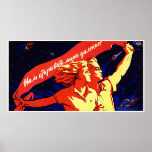 Soviet Space Propaganda Poster