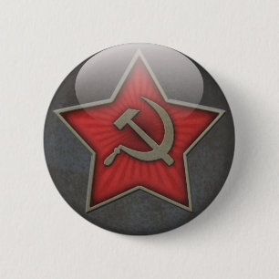 Soviet Star Hammer and Sickle Pinback Button