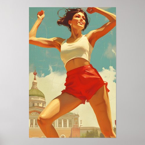 Soviet Themed Retro Dancing In Mother Russia Poster