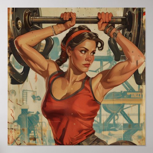 Soviet Themed Retro Female Power Poster