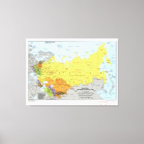Soviet Union Administrative Divisions Map 1983 Canvas Print