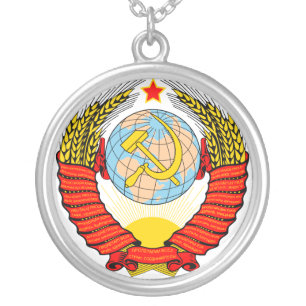 Soviet Union Emblem with CCCP Silver Plated Necklace