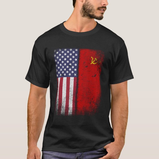 Soviet Union Flag Socialist Hammer Sickle Cccp Uss T-Shirt (Front)