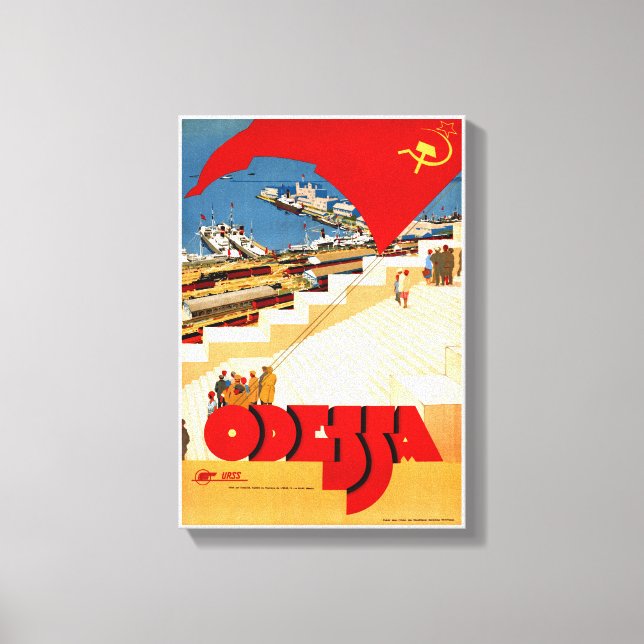 Soviet Union Odessa Vintage Travel Poster Restored Canvas Print (Front)