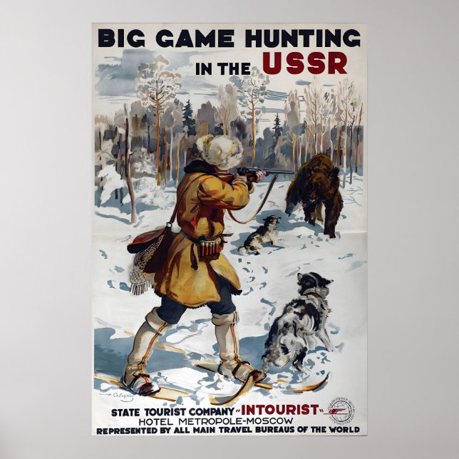 Soviet Union Travel Poster Big Game Hunting in (Front)