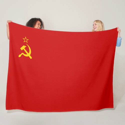 Soviet Union USSR Communist Hammer and Sickle Fleece Blanket