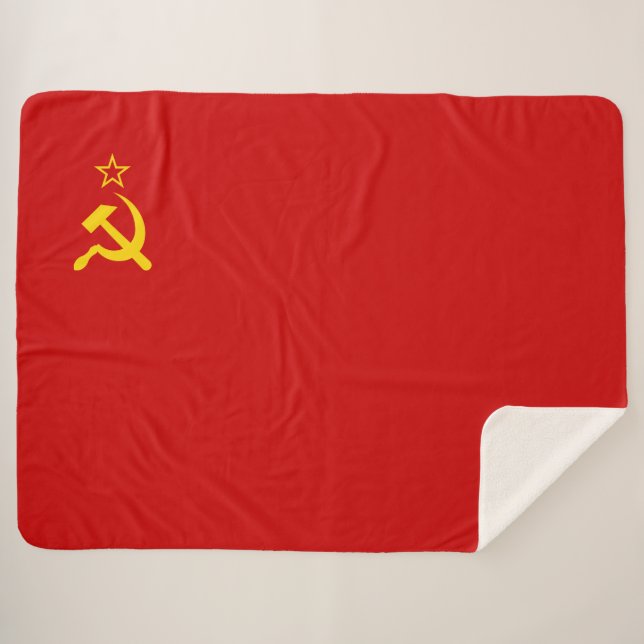 Soviet Union (USSR) (Communist Hammer and Sickle) Sherpa Blanket (Front (Horizontal))