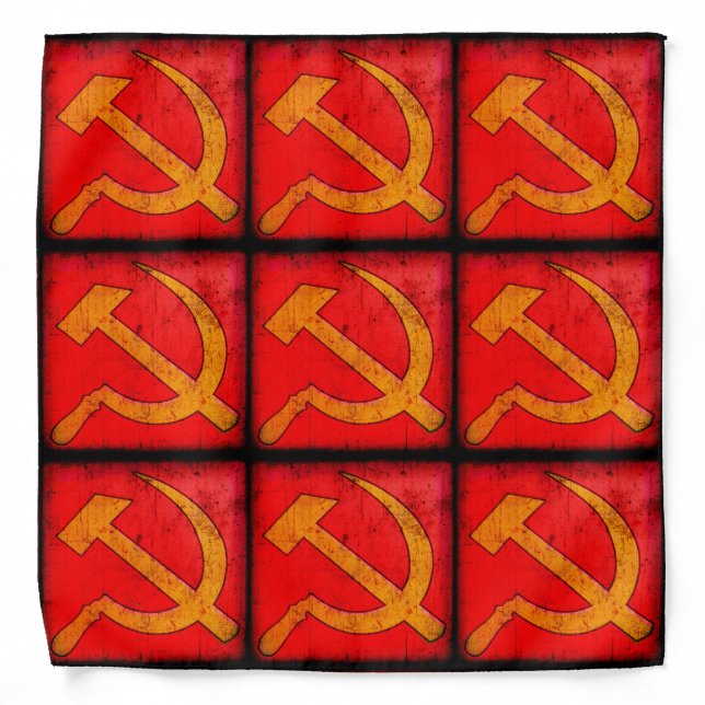 Soviet USSR Grunge Hammer & Sickle Pattern Bandana (Front)