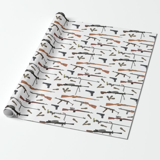 Soviet WW2 Weapons Wrapping Paper (Unrolled)