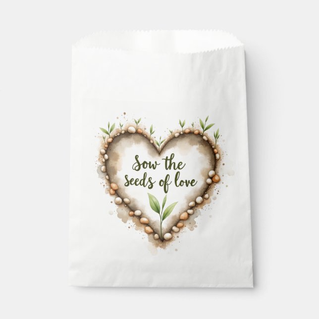 Sow Love Seeds Favor Bag - Earthy Watercolor Heart (Front)