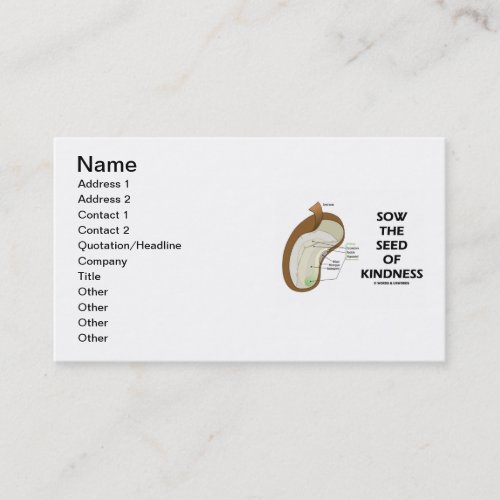 Sow The Seed Of Kindness Dicotyledon Bean Seed Business Card