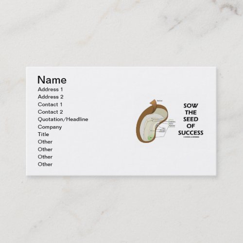 Sow The Seed Of Success Dicotyledon Bean Seed Business Card