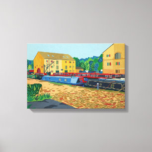 Sowerby Bridge Canal Basin Art Canvas Print