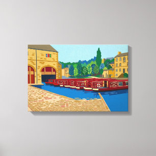 Sowerby Bridge Canal Basin Matisse Style Art Canvas Print