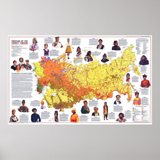 " Sowjetunion: 1976 - Detaillierte Völkerkarte ... Poster (Front)