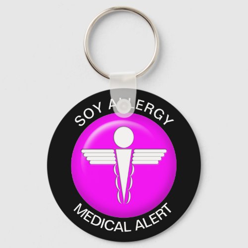 Soy Allergy Medical Alert Pink Keychain