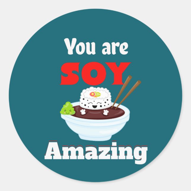 Soy amazing Kawaii Sushi Classic Round Sticker (Front)