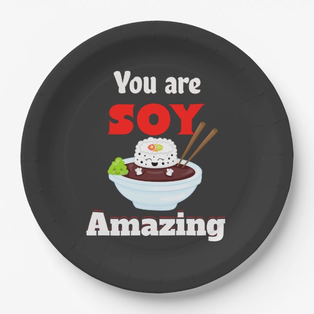 Soy amazing Kawaii Sushi Paper Plates (Front)