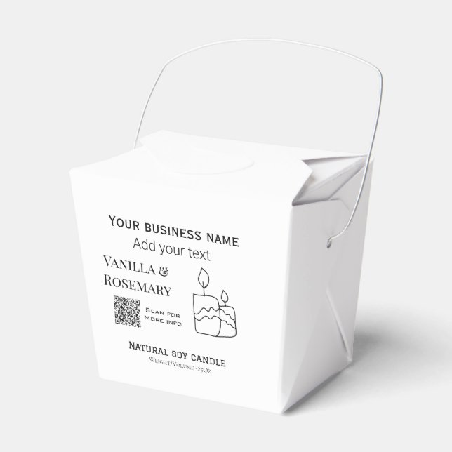 Soy candle business add q r code business name tex favor boxes (Front Side)