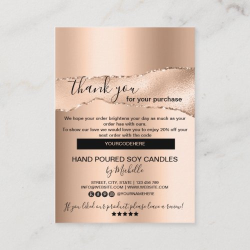 Soy Candle Care Card Thank You Card Add Your Logo