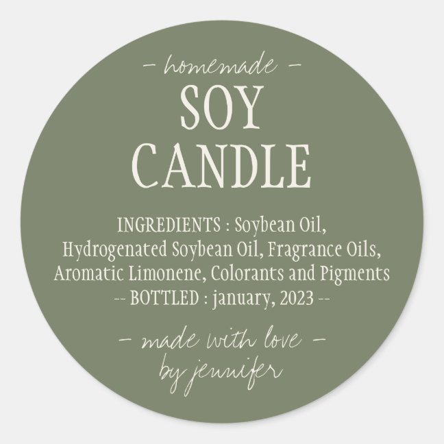 Soy Candle Ingredients Classic Round Sticker
