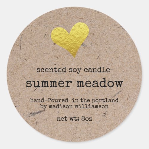 Soy Candle  Kraft paper Typewriter Text Classic Round Sticker