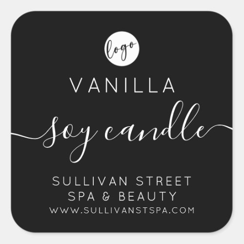 Soy Candle Label  Add Your Logo Black