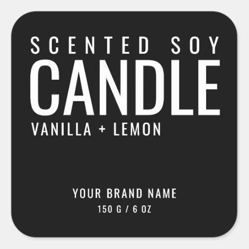 Soy candle packaging cosmetic black label