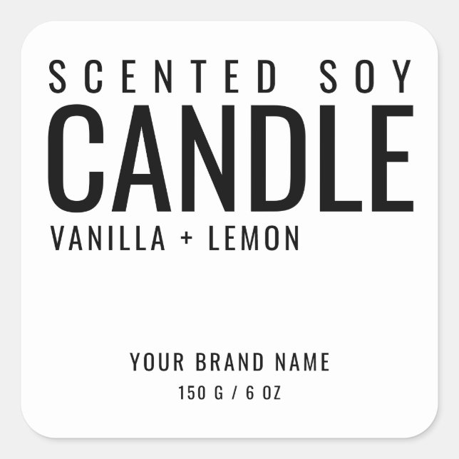 Soy candle packaging cosmetic white label (Front)