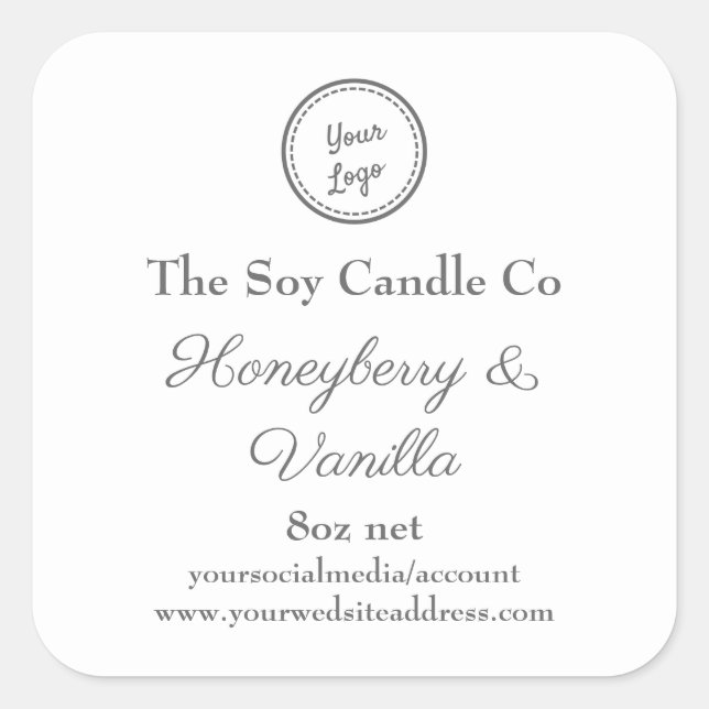 Soy Candle Personalized Add Your Logo Square Sticker (Front)