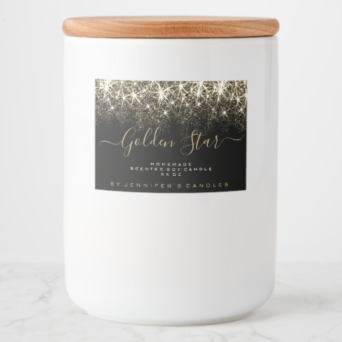 Soy Candle Product Packaging Glitter Stars Gold Food Label