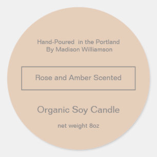 Soy Candle Simple Blush and Grey Classic Round Sticker